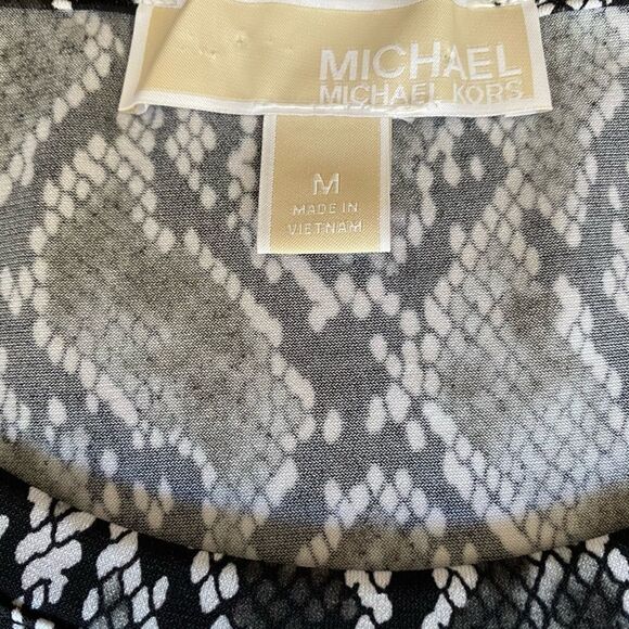 Michael Michael Kors Black & White Snake Print Long Sleeve Shift Dress Size M - Picture 6 of 8
